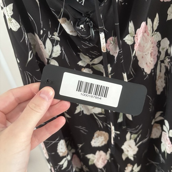 VICI Women's S Avani‎ Black Floral Print Midi Puff Sleeve Dress NWT Cottage Core - Picture 4 of 8